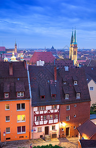 德国纽伦堡纽伦堡天际蓝色历史性建筑房子时光历史景观尖顶传统图片