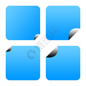 蓝贴纸或标签网络图形化空白纽扣商业价格圆形正方形角落插图图片