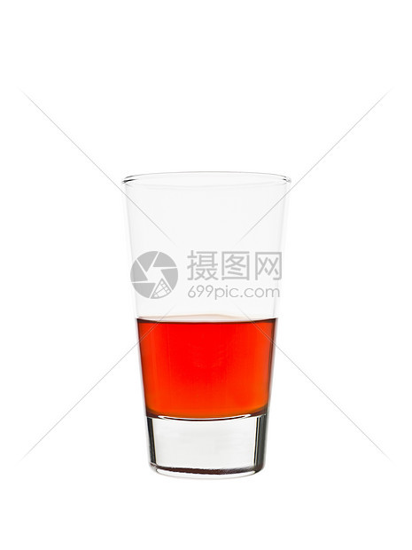 半满杯柠檬水对象酒精红色汽水液体玻璃反射柠檬图片