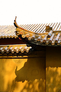 中国神庙的建筑结构寺庙黄色遗产雕刻信仰历史性建筑学宗教文化图片