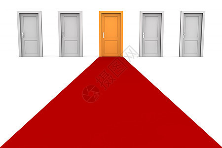 五扇门和红地毯     橙色图片