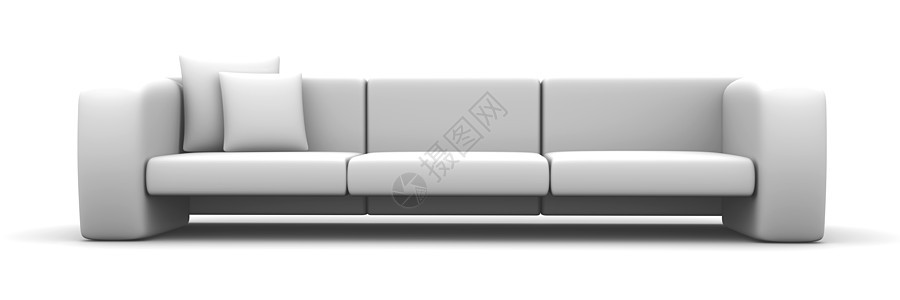 沙发公寓房间插图软垫白色休息室家具座位摆设长椅图片