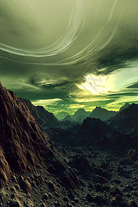 彭地平线行星插图外星人墙纸世界地形轨道山脉薄雾图片