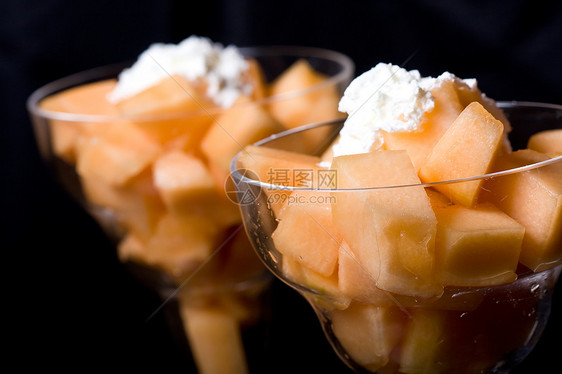 甜瓜花园饮食美食水果橙子杯子奶制品甜点玻璃食物图片