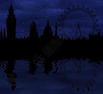 夜间伦敦天际     寒冷的气氛旅游历史性纪念碑星尘教会遗产建筑物反射星星历史图片