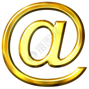 3D 金色电子邮件符号图片