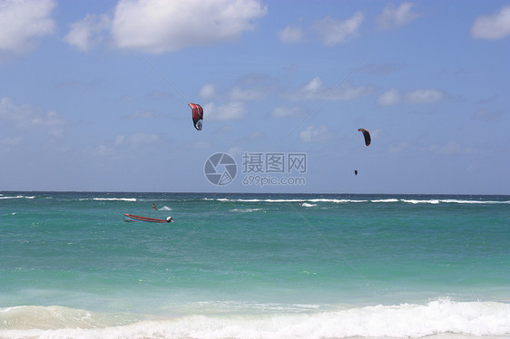 风滑风筝波浪运动太阳图片