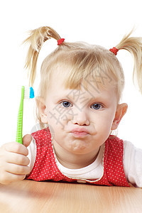 有牙刷的儿童女性刷子预防快乐婴儿孩子工作室沉思喜悦牙科图片