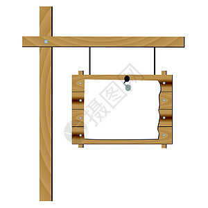 木质符号木头白色路标空白背景图片