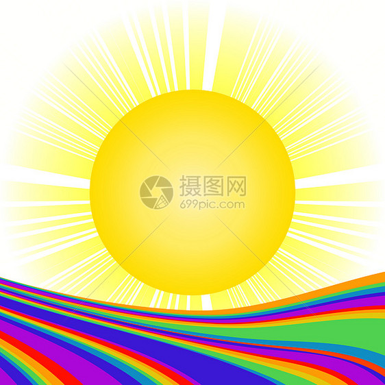 太阳和彩虹微笑球体绘画插图喜悦框架圆圈阳光天气射线图片