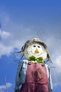 稻草人展示农场娃娃木偶蓝色国家乡村塑像帽子装饰图片