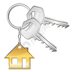 家里的密钥插图金属戒指贷款出租商业房子安全金子财产图片