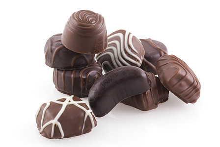 邦本斯Bonbons食物白色巧克力棕色甜点宏观图片