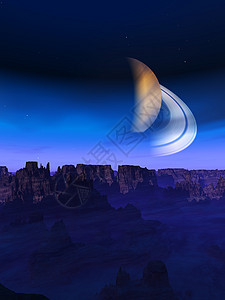 外星世界景观蓝色土星外星人气氛戒指地球荒野天空星星岩石图片