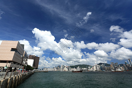 香港城市摩天大楼渡船场景蓝色中心建筑旅游文化金融图片