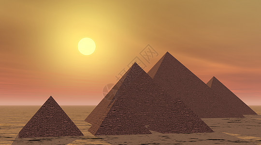 日落前神秘的金字塔图片