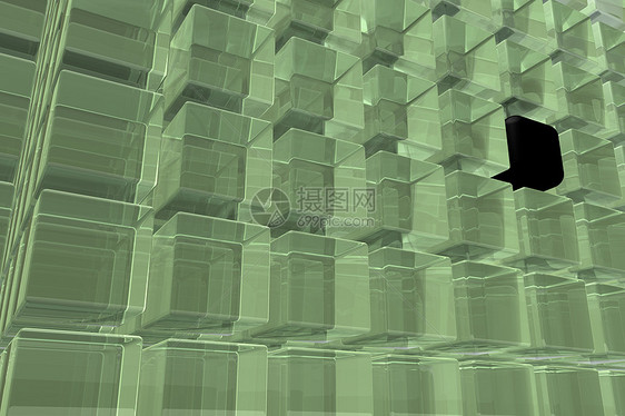 立方体建筑学插图绿色建筑黑色图片