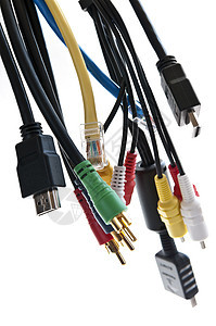 电线绳索插座电缆黑色局域网插头宏观电子产品绿色红色图片