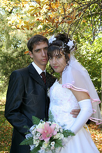 红心统一配偶庆典婚礼害羞丈夫新娘新婚热情夫妇家庭背景图片