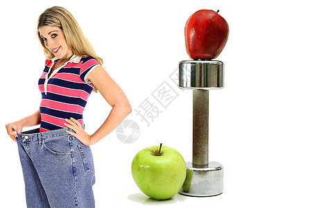 牛仔裤边的苹果喷射过量减肥图片