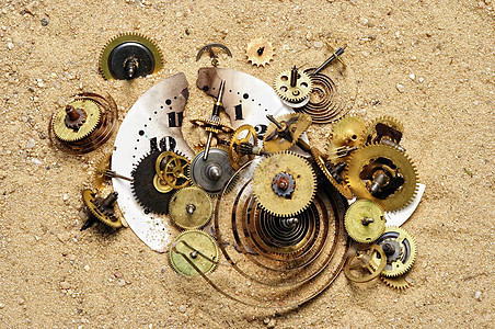 沙子时钟机制的部分部分宏观概念齿轮工作时间工具车轮轮子仪器手表图片