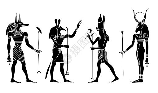 埃及神和女神头饰宗教考古学旅游文化神灵横幅插图绘画宽慰图片