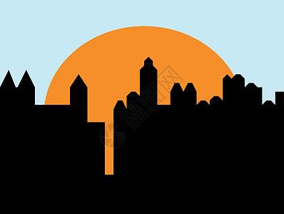 城市城市天线蓝色建筑天际日出剪影艺术品天空太阳建筑学黑色图片