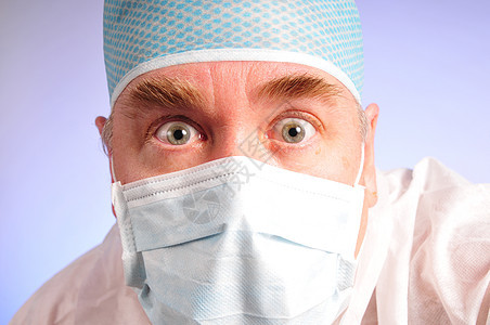 医生或医务工作者外科男人护士医疗眼睛帽子药物面具震惊男性图片