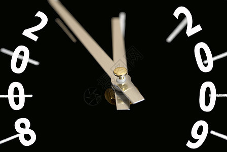 2009新年时钟截止时间黑与白手表小时钟表双手问候语新年庆典体重图片