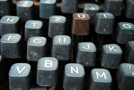 旧式打字机办公室机器键盘古董数字金属钥匙机械黑色技术图片