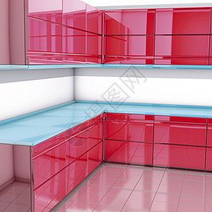 现代红厨房模块背景图片