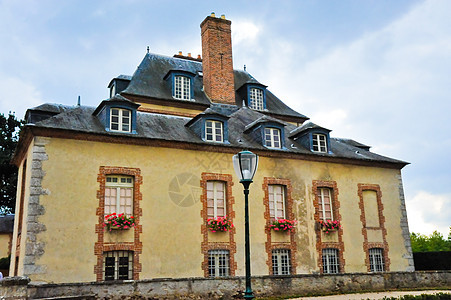 法国城堡灯柱褐色绿色房子石头建筑学背景图片