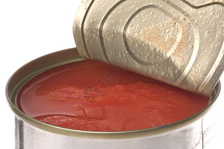孤立的卡罐番茄罐装宏观装罐红色罐头产品蔬菜图片