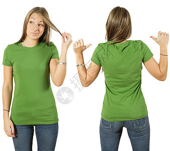 穿白绿衬衫的女性背景图片