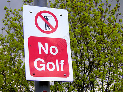 无高尔夫标志白色法律顾问红色暗示邮政警告预感禁令高尔夫球信号图片