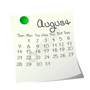 2011年8月新年插图年度日记程序调度时间议程日历日程图片