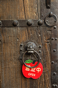 中国旧门入口装饰品古董建筑学木头门把手螺栓标签指甲出口图片