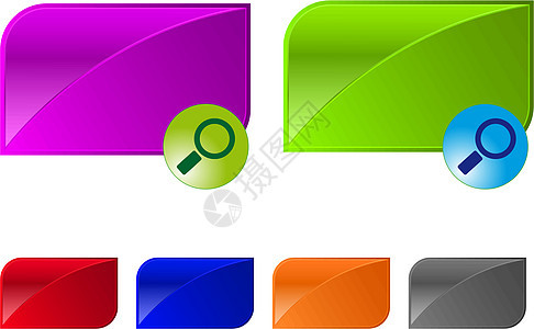 用于网络设计的矢量光按钮紫色绿色绘画反射互联网蓝色红色长方形电脑插图图片