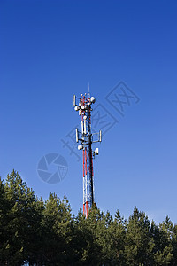 细胞塔收音机天线力量数据盘子卫星电话蓝色微波技术图片