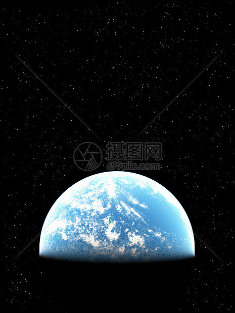 蓝色行星地球弯曲星星天文探索外星人曲线勘探黑色轨道图片