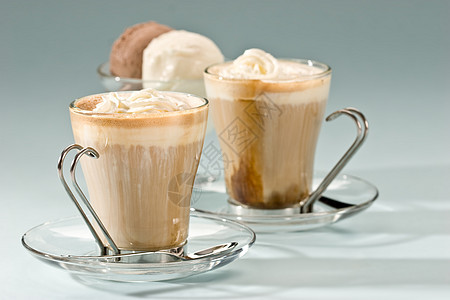 咖啡牛奶勺子杯子咖啡杯玻璃冰淇淋血管奶油图片