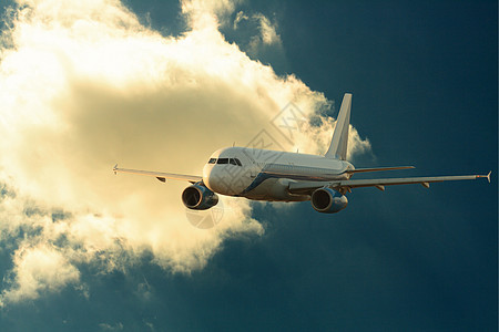 天空中的空中飞机交通客运旅行飞行飞行器方式商用飞机运输跑道日落图片