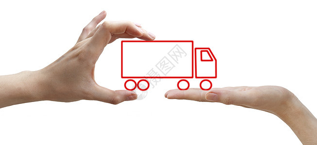 带有红色卡车概念的手手指图片