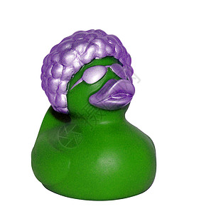 鲜香紫色橡胶鸭小路鸭子剪裁橡皮玩具小鸭子头发背景图片