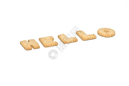 你好来自饼干的短信玉米拼写公司白色字体小吃食物字母图片
