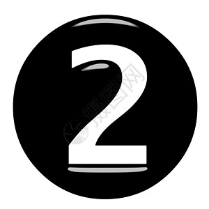 3d数字23D 框架编号 2反射按钮数字插图黑色圆形背景