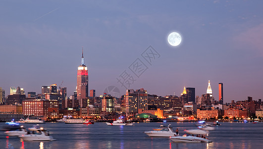 中城曼哈顿天线景观市中心摩天大楼旅行国家月亮天际自由城市正方形图片