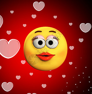 爱之卡通吻心形卡通片概念嘴唇黄色情绪化眼睛圆形浪漫情感图片