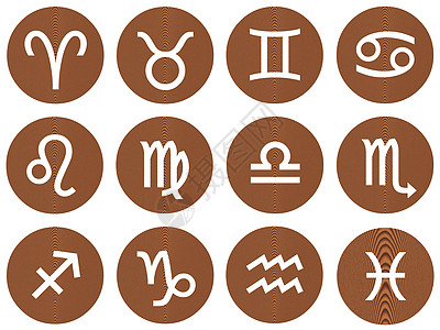 Wooden 框架 Zodiac 符号图片