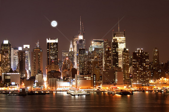 中城曼哈顿天线建筑办公室市中心天际自由城市月亮正方形国家地标图片